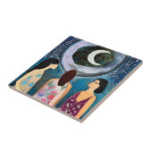 Celestial Artwork | Frauen mit Blick auf den Mond Fliese (Seite)
