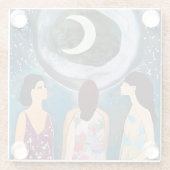 Celestial Artwork | Frauen mit Blick auf den Mond Glasuntersetzer (Rückseite)