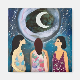 Celestial Artwork | Frauen mit Blick auf den Mond Magnet