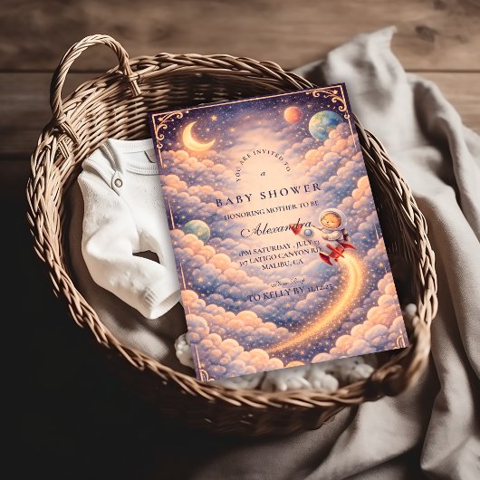 Celestial Astronaut Clouds Baby Shower Einladung