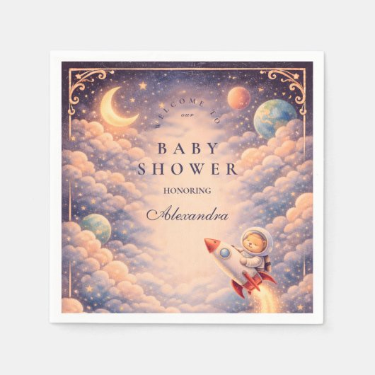 Celestial Astronaut Clouds Baby Shower Serviette (Vorderseite)