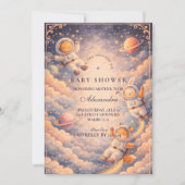 Celestial Astronaut Neutral Space Baby Shower Einladung (Vorderseite)