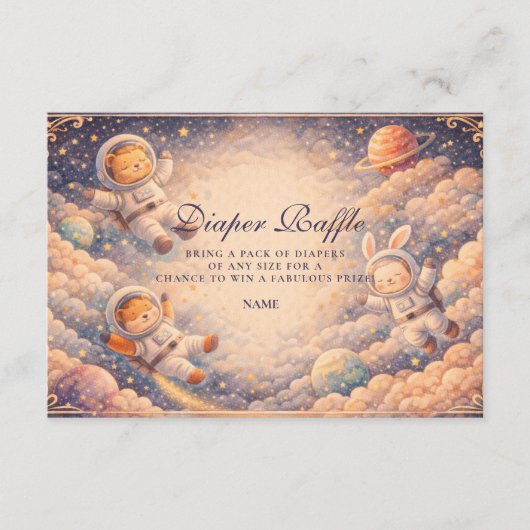 Celestial Astronaut Neutral Space Diapper Raffle Begleitkarte (Vorderseite)