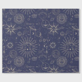 Celestial Astronomy Navy Muster Geschenkpapier (Flach)