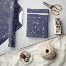 Celestial Astronomy Navy Muster Geschenkpapier