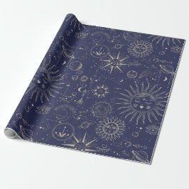 Celestial Astronomy Navy Muster Geschenkpapier