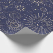 Celestial Astronomy Navy Muster Geschenkpapier (Ecke)