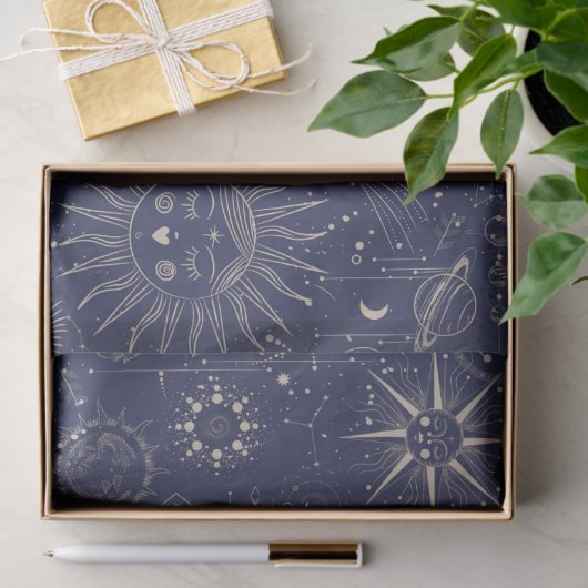 Celestial Astronomy Navy Muster Seidenpapier (Geschenk)