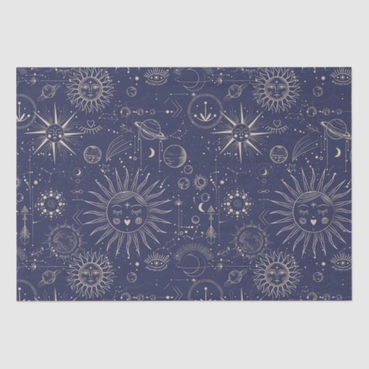 Celestial Astronomy Navy Muster Seidenpapier (Vorderseite)