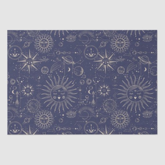 Celestial Astronomy Navy Muster Seidenpapier (Vorderseite)