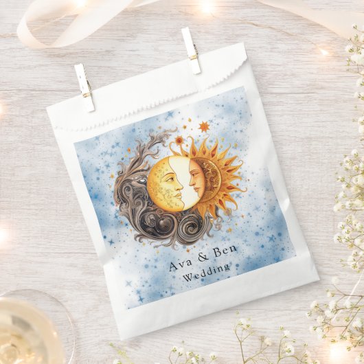 Celestial Astronomy Yellow Blue Sun Wedding Geschenktütchen (Ausgeschnitten)