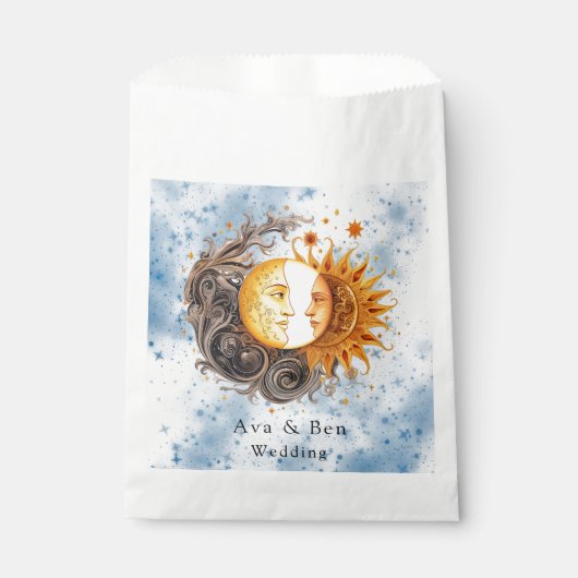 Celestial Astronomy Yellow Blue Sun Wedding Geschenktütchen (Vorderseite)