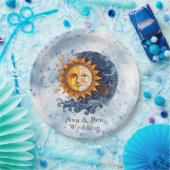 Celestial Astronomy Yellow Blue Sun Wedding Pappteller (Party)