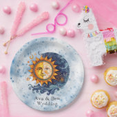 Celestial Astronomy Yellow Blue Sun Wedding Pappteller (Party)