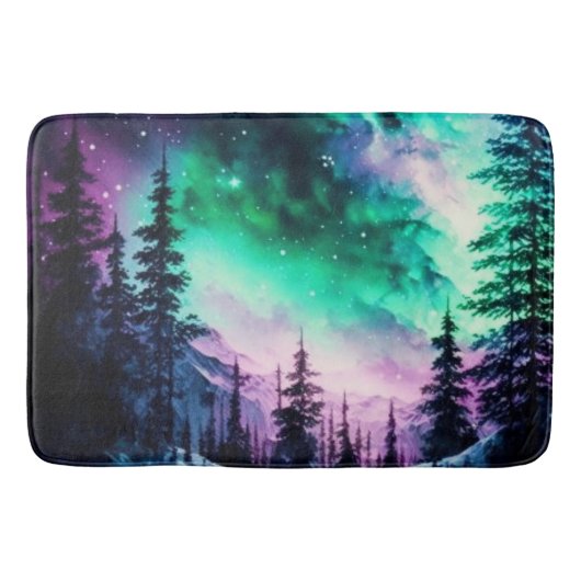 Celestial Aurora Borealis Northern Lights Vivid Badematte (Vorderseite)