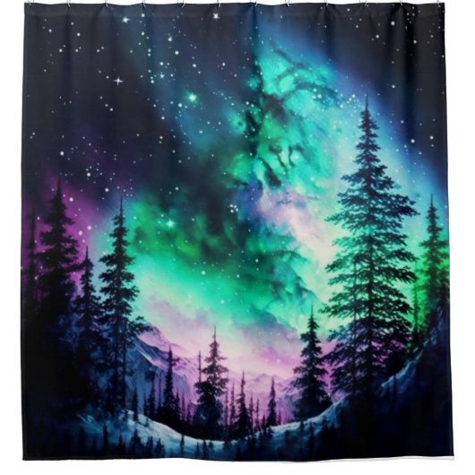 Celestial Aurora Borealis Northern Lights Vivid Duschvorhang (Vorderseite)