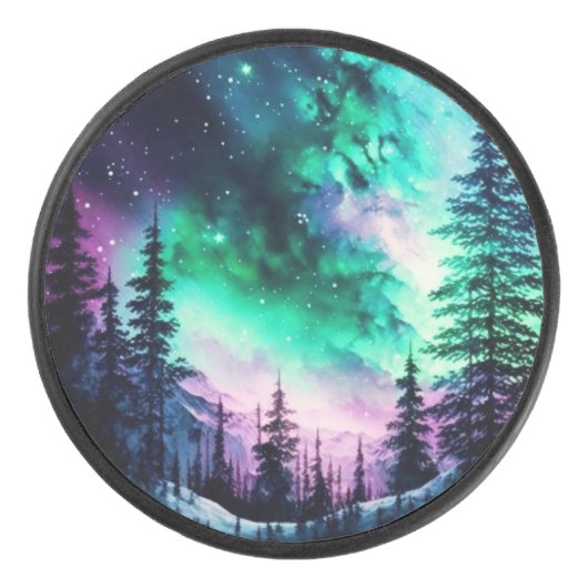 Celestial Aurora Borealis Northern Lights Vivid Eishockey Puck (Vorderseite)