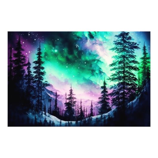 Celestial Aurora Borealis Northern Lights Vivid Fotodruck (Vorne)