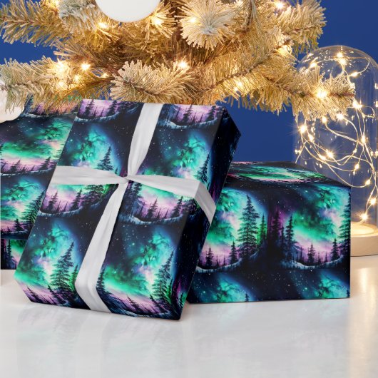 Celestial Aurora Borealis Northern Lights Vivid Geschenkpapier (Feiertage)