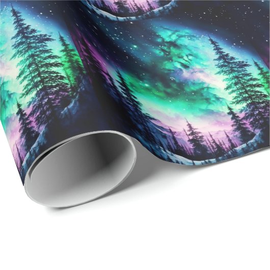 Celestial Aurora Borealis Northern Lights Vivid Geschenkpapier (Rolleneckpunkt)