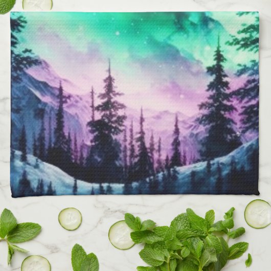 Celestial Aurora Borealis Northern Lights Vivid Geschirrtuch (Gefaltet)