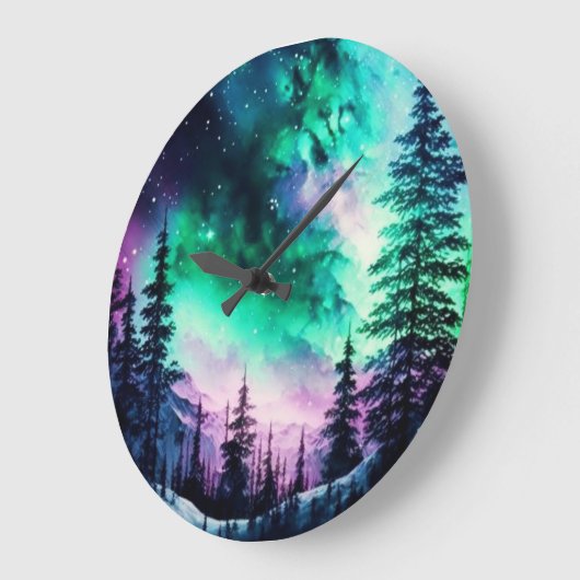 Celestial Aurora Borealis Northern Lights Vivid Große Wanduhr (Winkel)