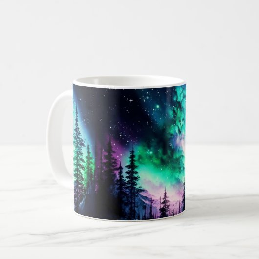 Celestial Aurora Borealis Northern Lights Vivid Kaffeetasse (Vorderseite Links)