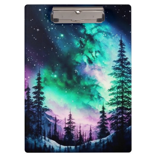 Celestial Aurora Borealis Northern Lights Vivid Klemmbrett (Vorderseite)