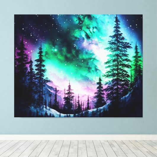 Celestial Aurora Borealis Northern Lights Vivid Leinwanddruck (Insitu (Holzboden))