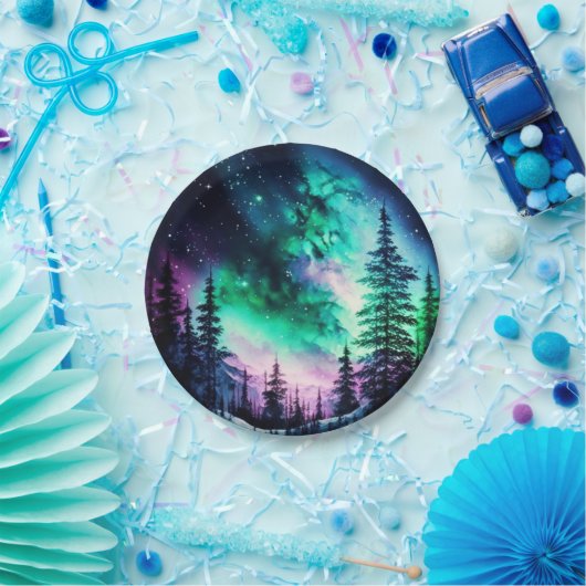 Celestial Aurora Borealis Northern Lights Vivid Pappteller (Party)