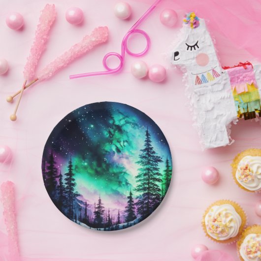 Celestial Aurora Borealis Northern Lights Vivid Pappteller (Party)