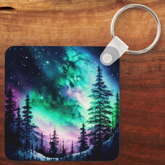 Celestial Aurora Borealis Northern Lights Vivid Schlüsselanhänger (Rückseite)