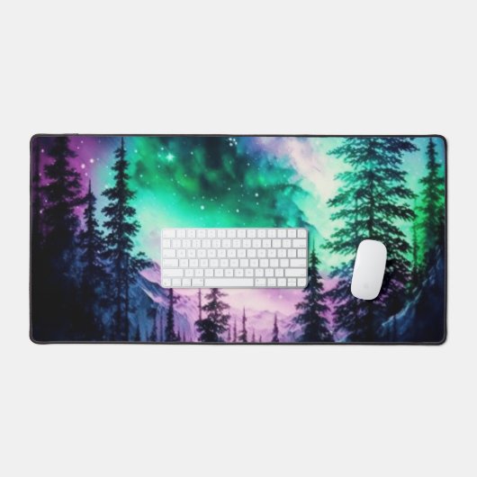 Celestial Aurora Borealis Northern Lights Vivid Schreibtischunterlage (Tastatur & Maus)