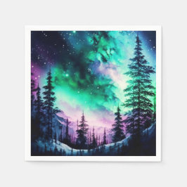 Celestial Aurora Borealis Northern Lights Vivid Serviette
