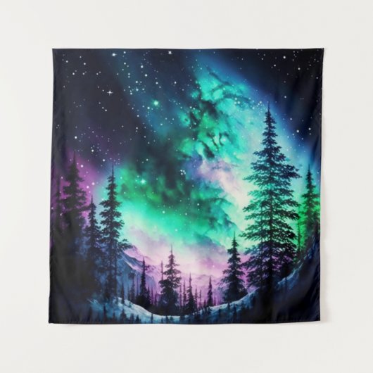 Celestial Aurora Borealis Northern Lights Vivid Wandteppich (Vorderseite)