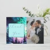 Celestial Aurora Borealis Northern Lights Wedding Dankeskarte (Stehend Vorderseite)