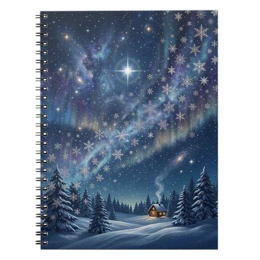 Celestial Aurora & Stars Winter Notebook Notizblock (Vorderseite)