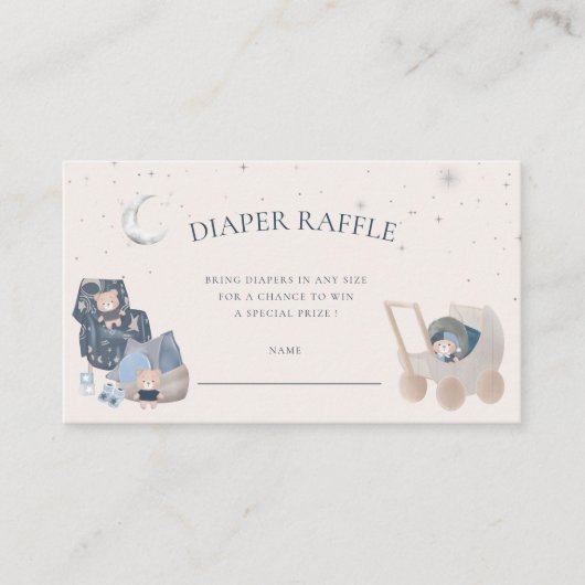 Celestial Baby Bear Diaper Raffle Ticket Begleitkarte (Vorderseite)