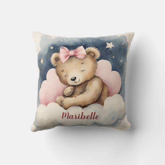Celestial Baby Bear Girls Personalisiertes Kinderz Kissen (Rückseite)