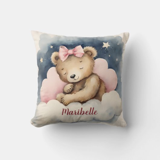 Celestial Baby Bear Girls Personalisiertes Kinderz Kissen (Vorderseite)