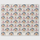 Celestial Baby Bear Personalisiert Girls Geburtsta Geschenkpapier (Flach)