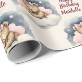 Celestial Baby Bear Personalisiert Girls Geburtsta Geschenkpapier (Rolleneckpunkt)