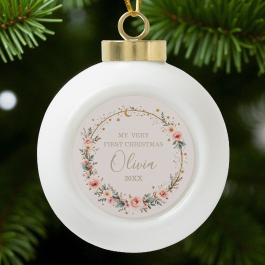 Celestial Baby First Christmas Personalisiert Keramik Kugel-Ornament