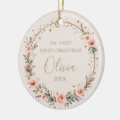Celestial Baby First Christmas Personalisiert Keramik Ornament (Links)