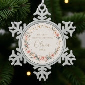 Celestial Baby First Christmas Personalisiert Schneeflocken Zinn-Ornament