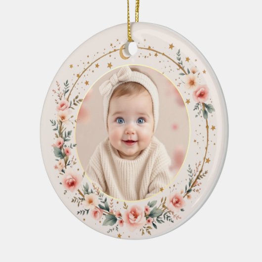 Celestial Baby First Christmas Personalisiertes Fo Keramik Ornament (Links)