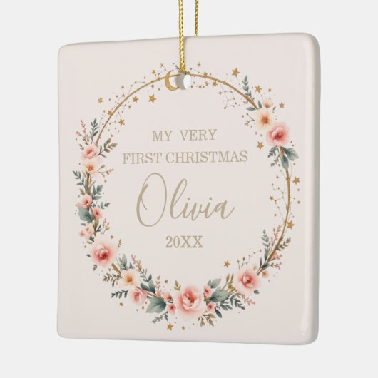 Celestial Baby First Christmas Stars Moon Keramikornament (Links)