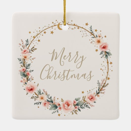 Celestial Baby First Christmas Stars Moon Keramikornament (Rückseite)