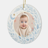 Celestial Baby First Cute Blue Christmas Photo Keramik Ornament (Links)