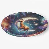 Celestial Baby Giraffe Schlafen auf dem Mond & den Pappteller (Schrägansicht)